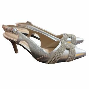 LifeStride Women’s Social Event Metallic Rhinestone Slingback Pumps Size 8